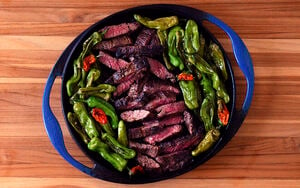 Seared Skirt Steak with Blistered Shishito Peppers Recipe | D’Artagnan