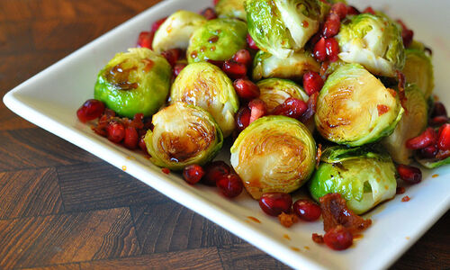 Brussels Sprouts with Bacon & Pomegranate Recipe | D’Artagnan