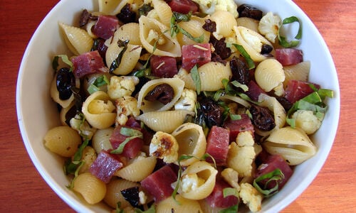 Jennifer Hess Pasta with Roasted Cauliflower, Olives & Saucisson Sec Recipe | D'Artagnan