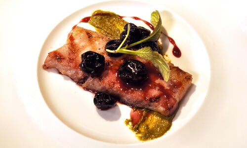 Grilled Pork Belly Confit with Dried Cherry Compote Recipe | D'Artagnan