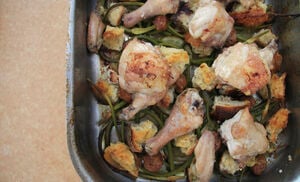 Alissa Dicker Schrieber's Roasted Chicken with Garlic Scapes, Croutons and Lemon Recipe | D'Artagnan