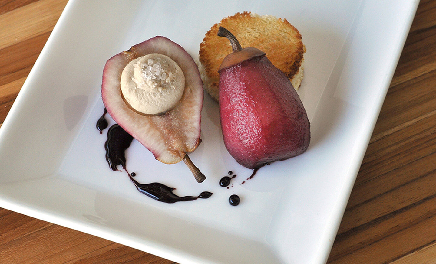 Wine Poached Pears Stuffed with Foie Gras Recipe | D’Artagnan