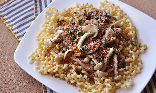 Pasta with Mushrooms and Truffle Butter Breadcrumbs Recipe | D’Artagnan
