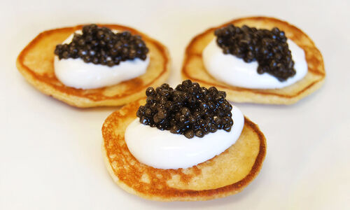 Blini with Creme Fraiche and Caviar Recipe