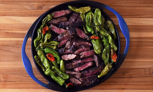 Seared Skirt Steak with Blistered Shishito Peppers Recipe | D’Artagnan