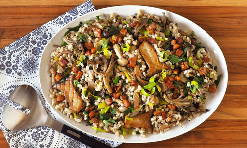 Barley & Mushroom Grain Salad with Bacon Recipe | D’Artagnan