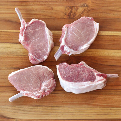 Berkshire (Kurobuta) Bone-In Frenched Loin Chops, 4 Pack