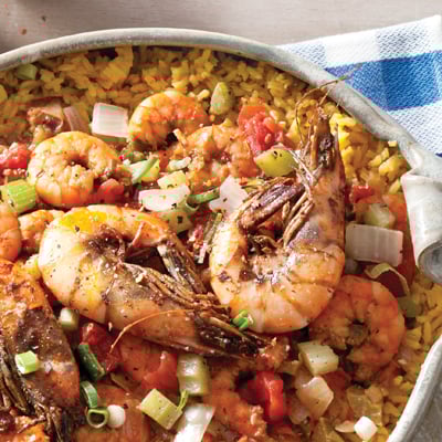 Seafood crawfish Etouffee dish