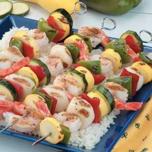 Lobster, Sea Scallop, Shrimp Herbed Seafood Skewers
