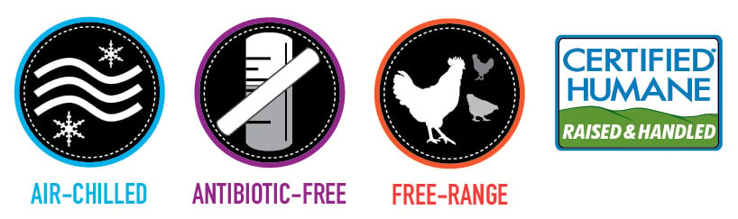 Air Chilled, Antibiotic Free, Free-Range, Certified Humane