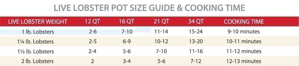 Live Lobster Pot Size Guide & Cooking Time